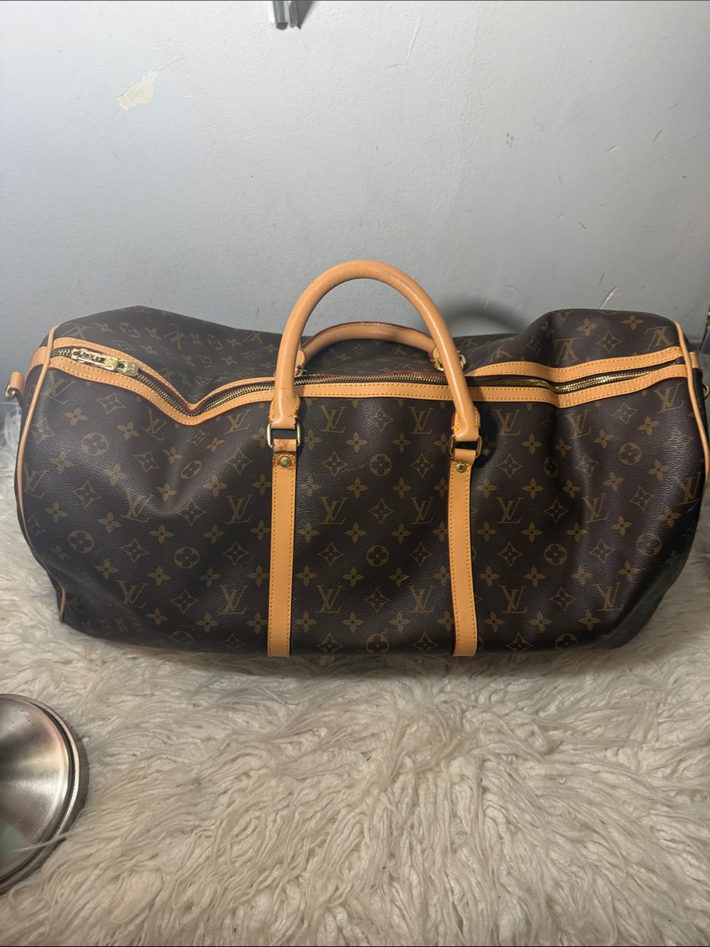 Louis Vuitton RA 780-003 Canvas Keepall Duffel Bag Brown / tan leather bag larg